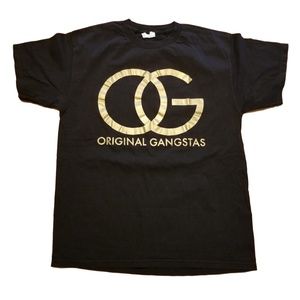 Vtg 90s Original Ganstas Tee OG Gold Print Sz L